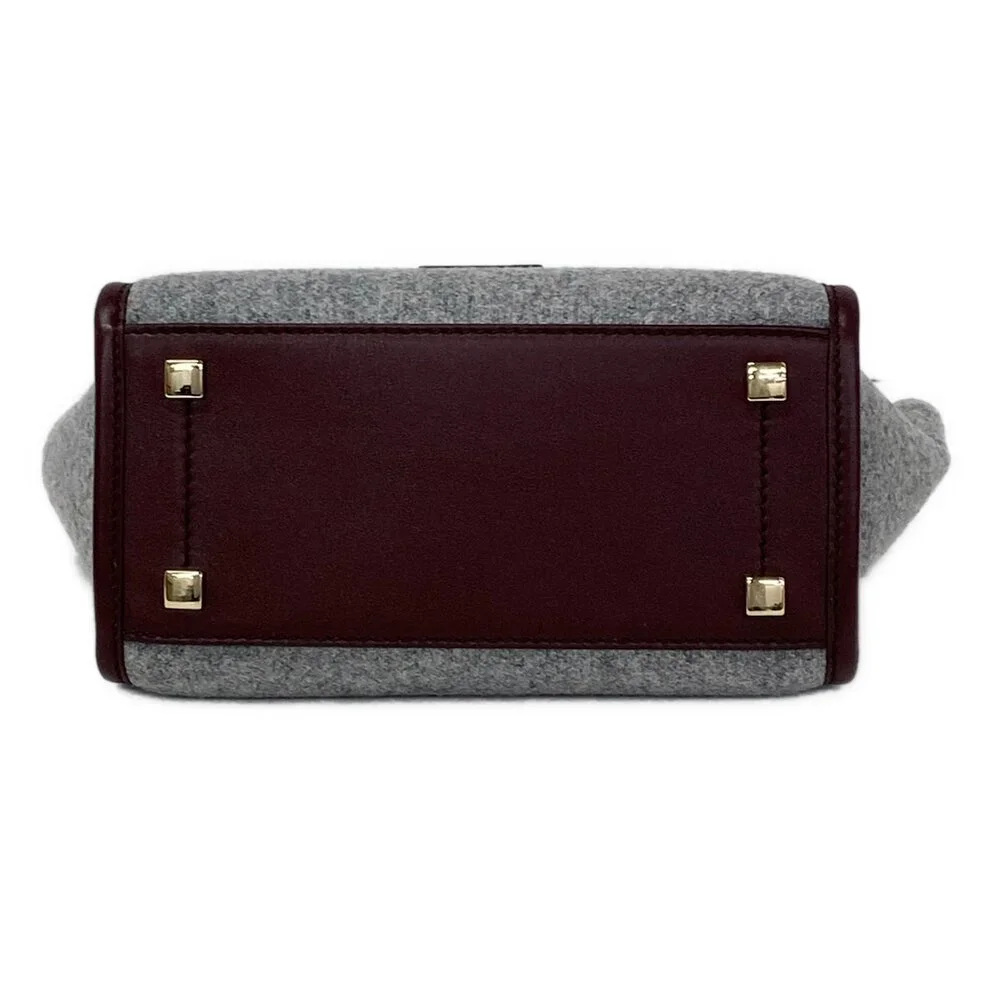 Jimmy Choo Varenne Tote Bag Gray Bordeaux Wool Leather